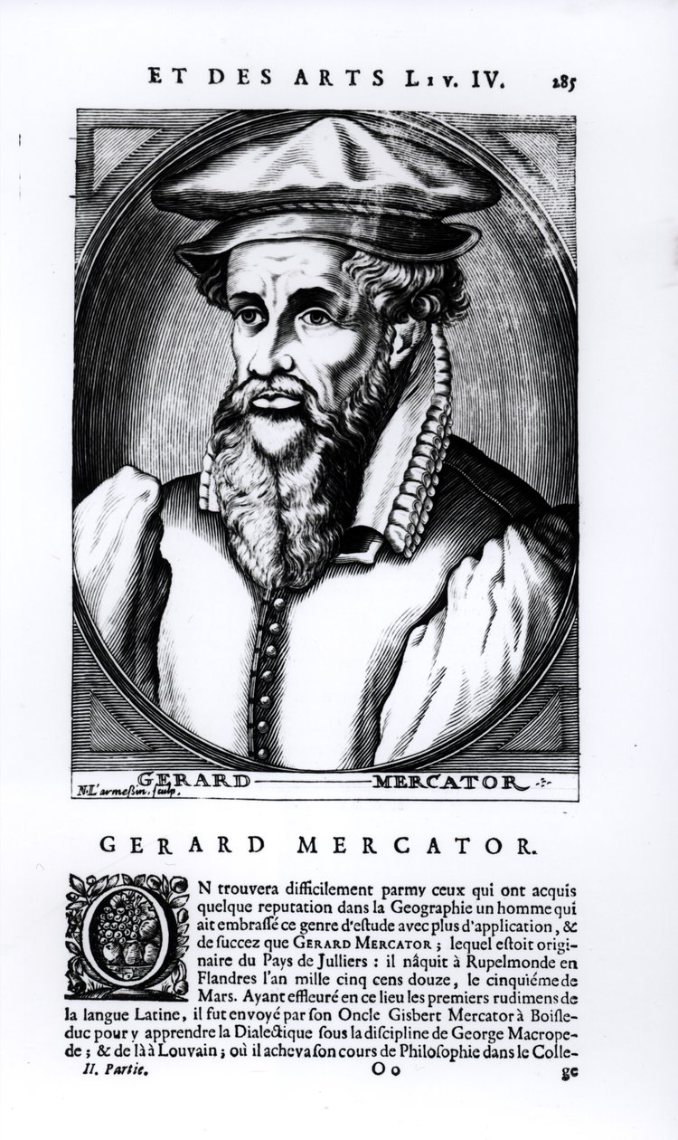 Nicolas II de Larmessin (fl. 1654-94) tarafından oyulmuş Gerard Mercator (1512-94) portresi by French School