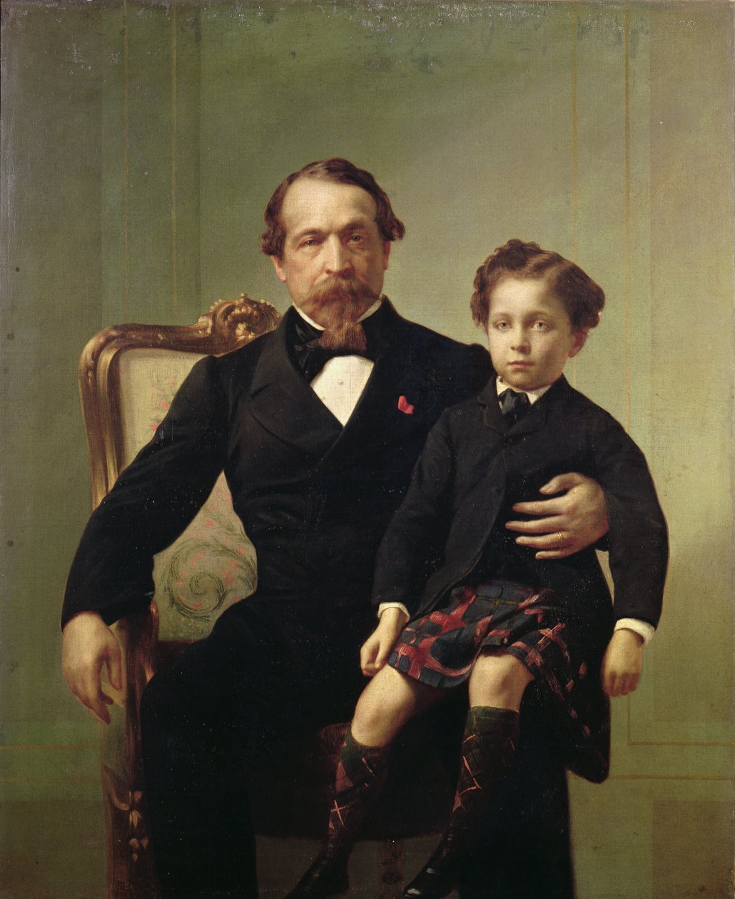 Portrait of the Emperor Louis-Napoleon Bonaparte (1808-73) and his son, Prince Napoleon Eugene Louis Jean Joseph Bonaparte (1856-79)  by French School