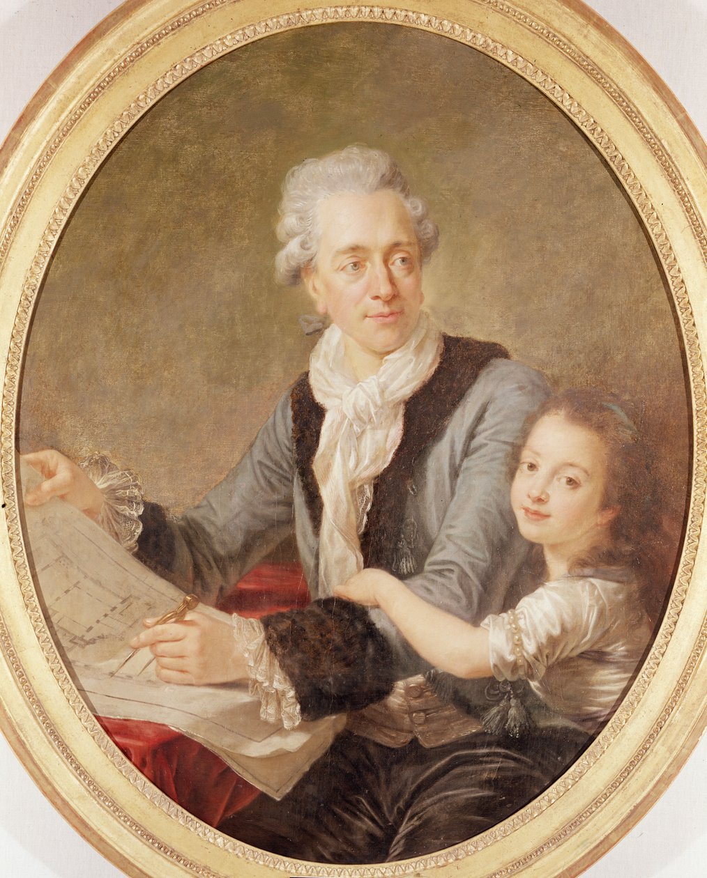 Mimar Ledoux ve kızının portresi by French School