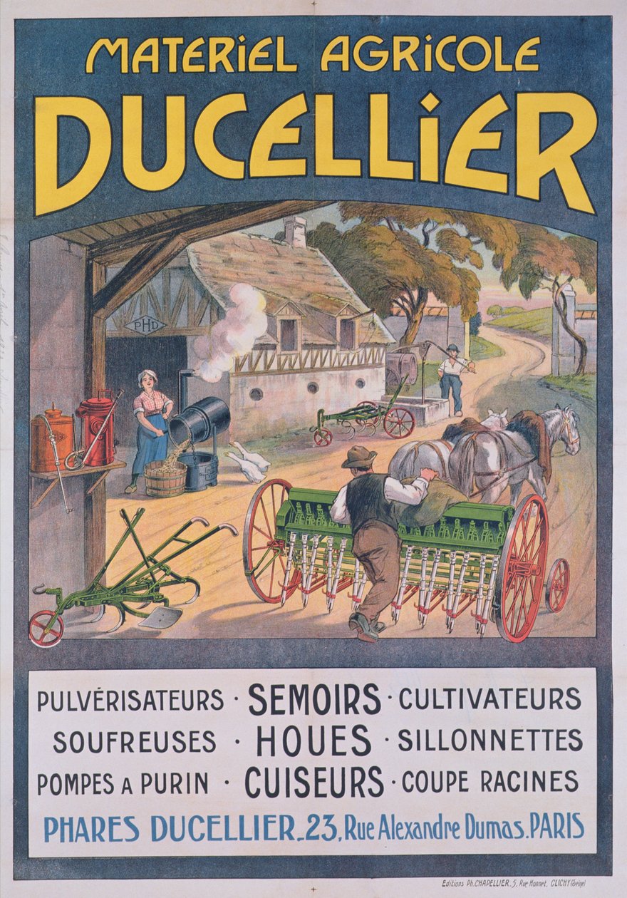 Poster reklam Ducellier tarım ekipmanları, 1920 by French School