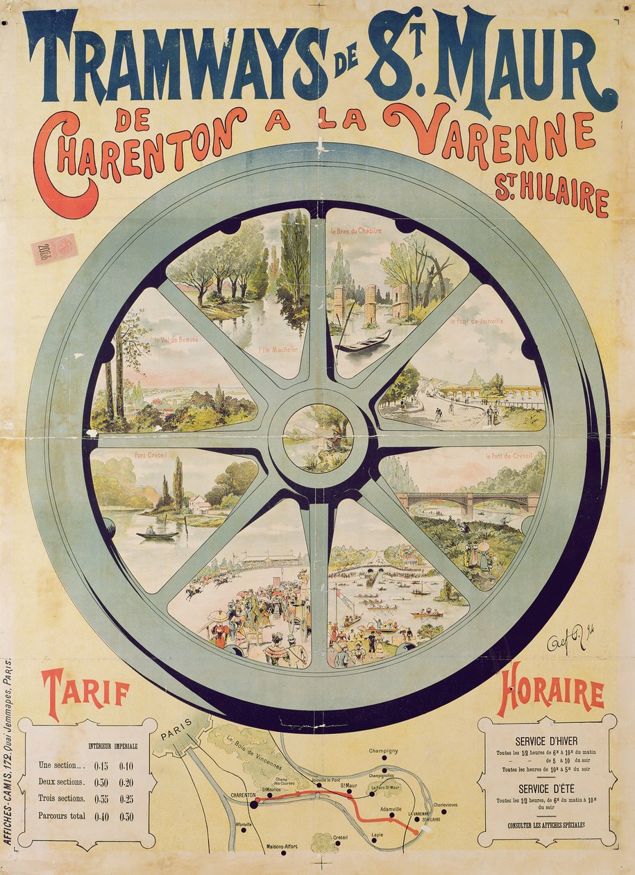 Poster advertising the Tramways de St. Maur from Charenton to La Varenne-Saint-Hilaire, 1894  by French School