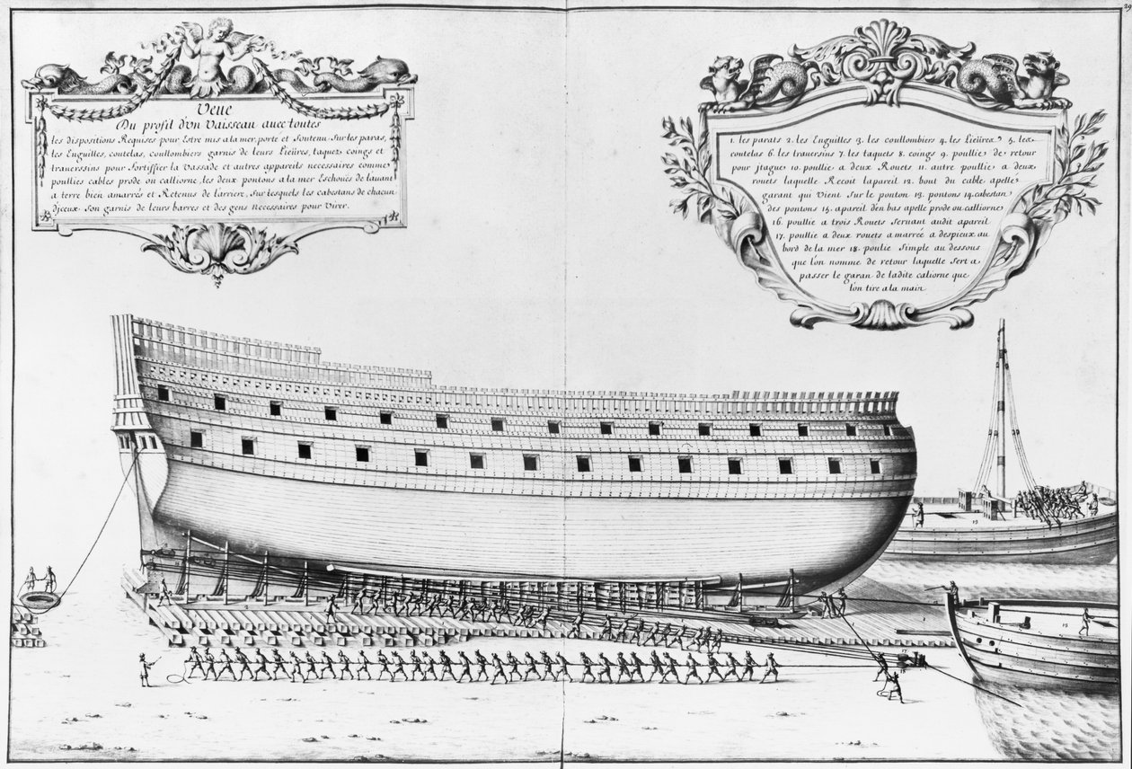 Profile of a vessel getting ready to launch, illustration from the 