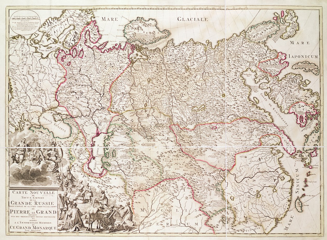 Rusya, c.1725 (el boyaması gravür) by French School