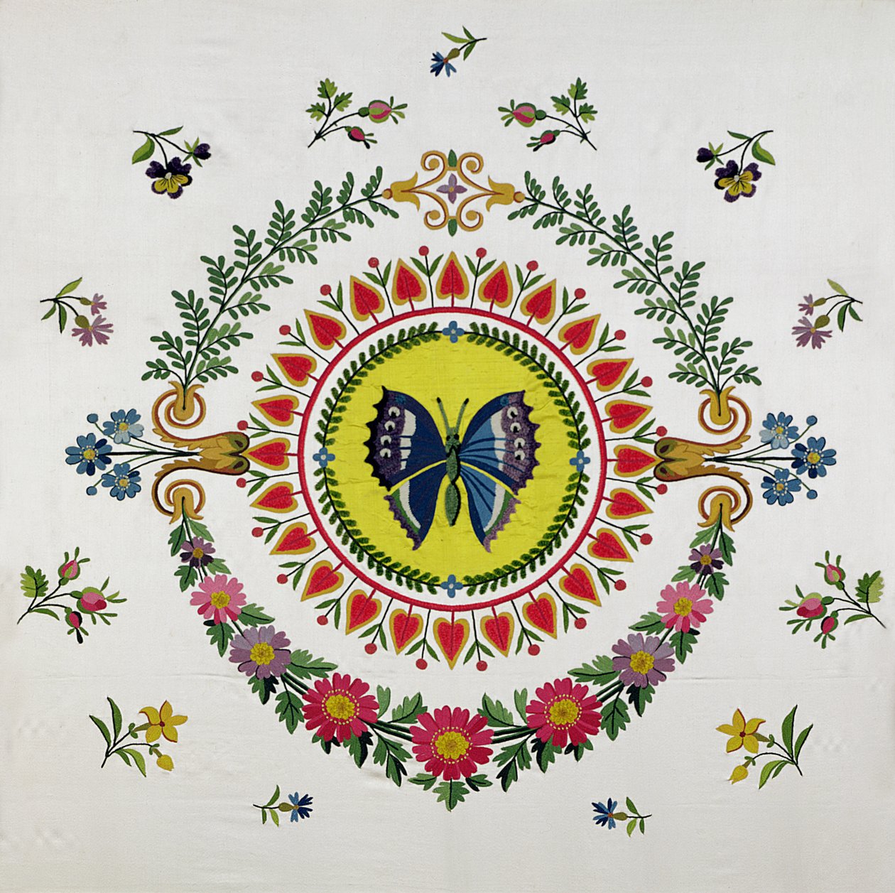 Bissardon, Cousin ve Bony, 1811 koltuk kılıfı (işlemeli saten) by French School