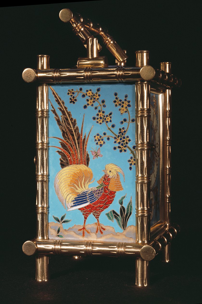 Fransız Chinoiserie araba saatinin yan paneli (emaye) by French School