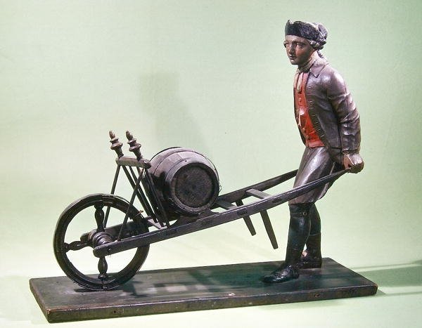 Bir sirke satıcısını el arabasıyla temsil eden işaret, 1757 (çok renkli ahşap) by French School