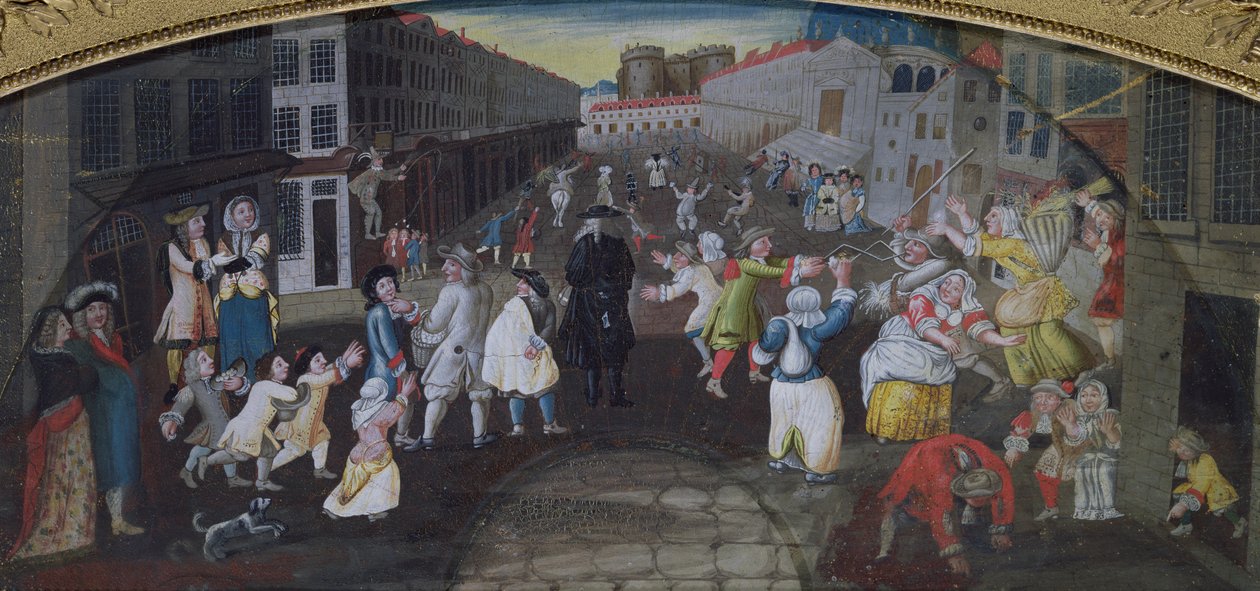 Street Performers at the Carnival Populaire, Rue Saint Antoine, c.1670  by French School