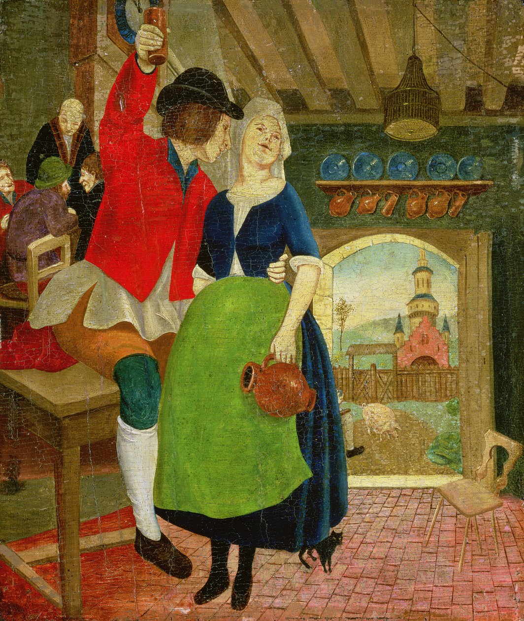 Taverna sahnesi (panelde tempera) by French School