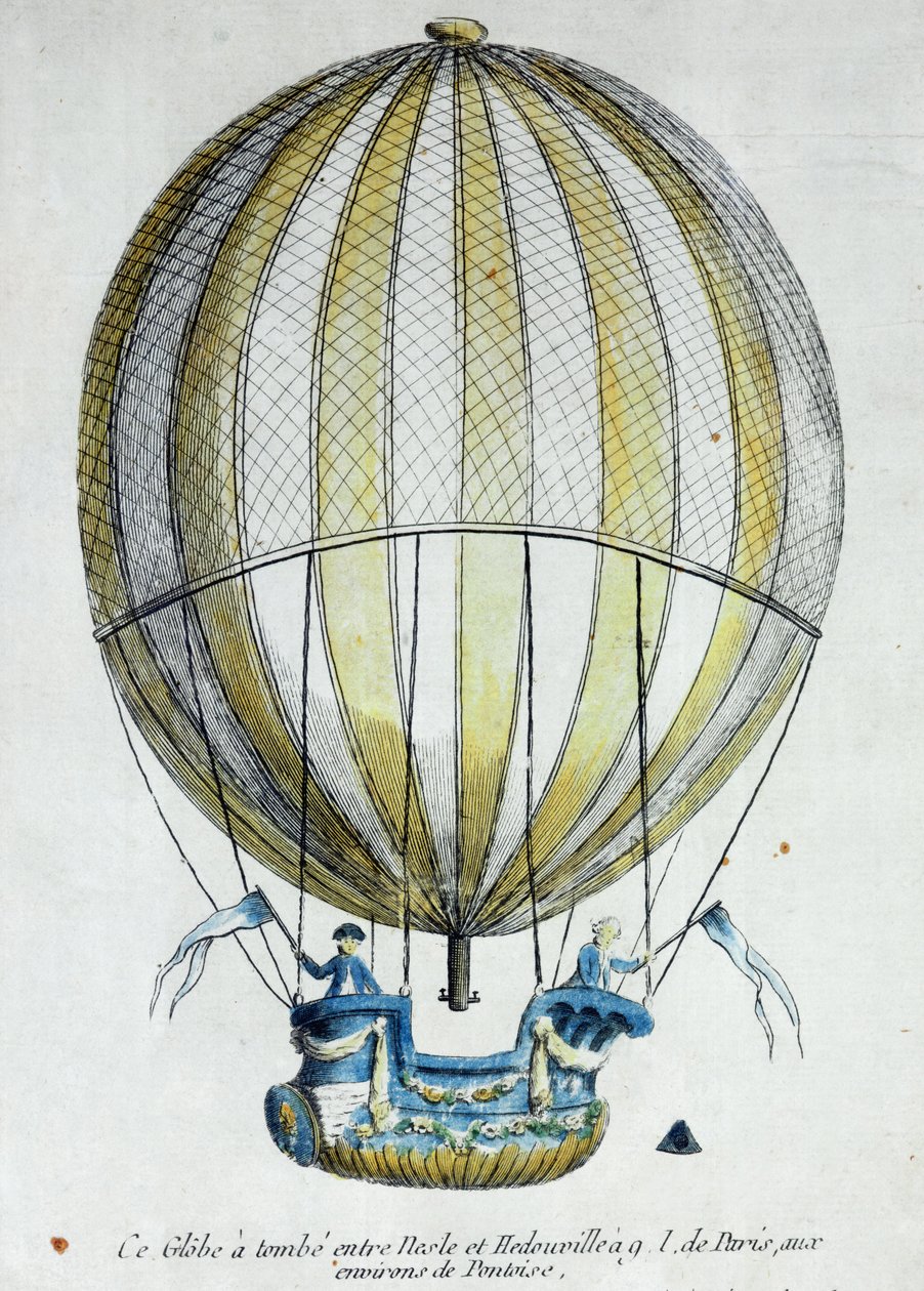 The Balloon of Jacques Charles (1746-1823) and Nicholas Robert (1761-1828) used in their flight from the Jardin des Tuileries, 1st December, 1783  by French School