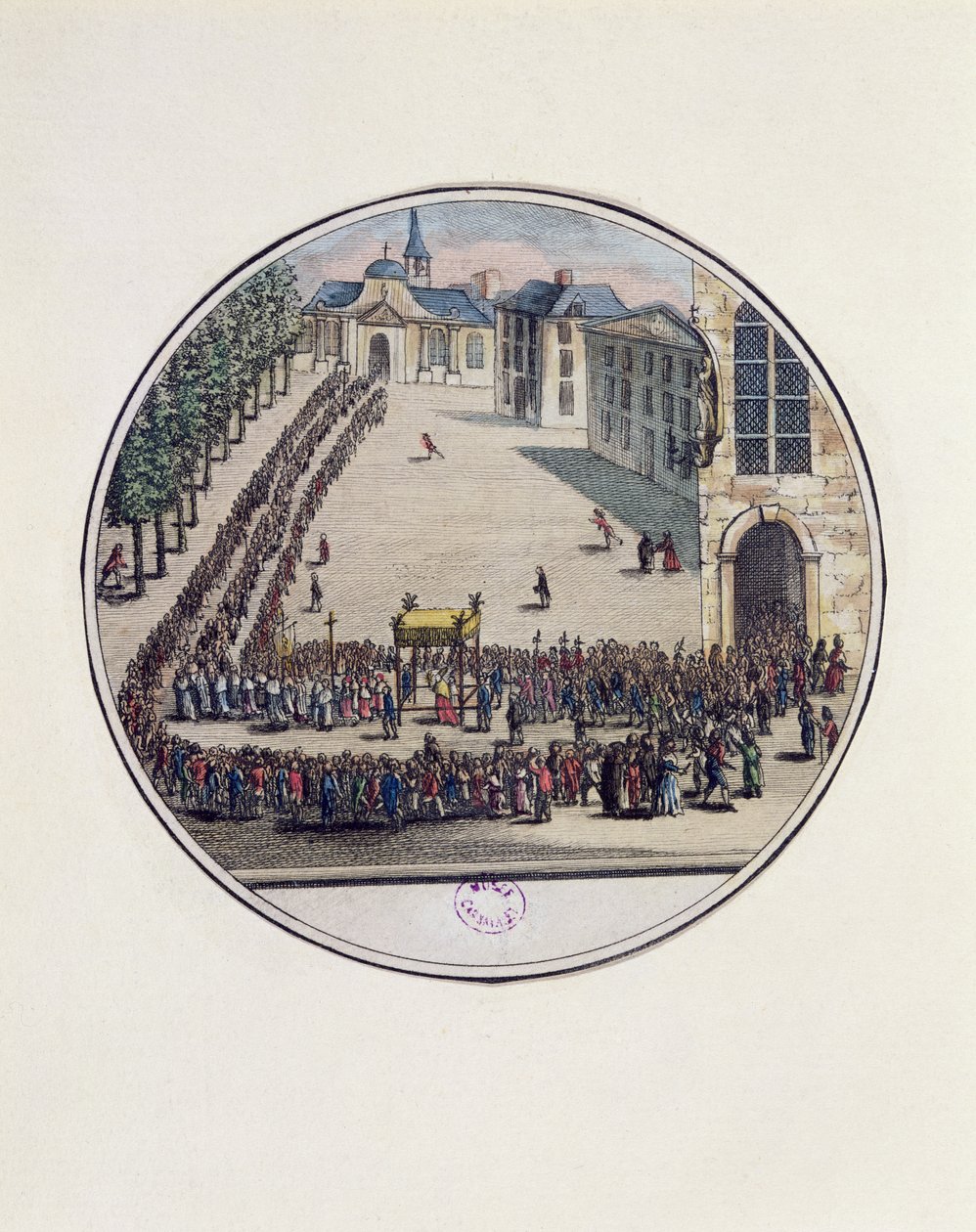The Blessed Sacrament being carried in Procession at the Opening of the Estates General at Versailles, 5th May 1789 (colour engraving) by French School