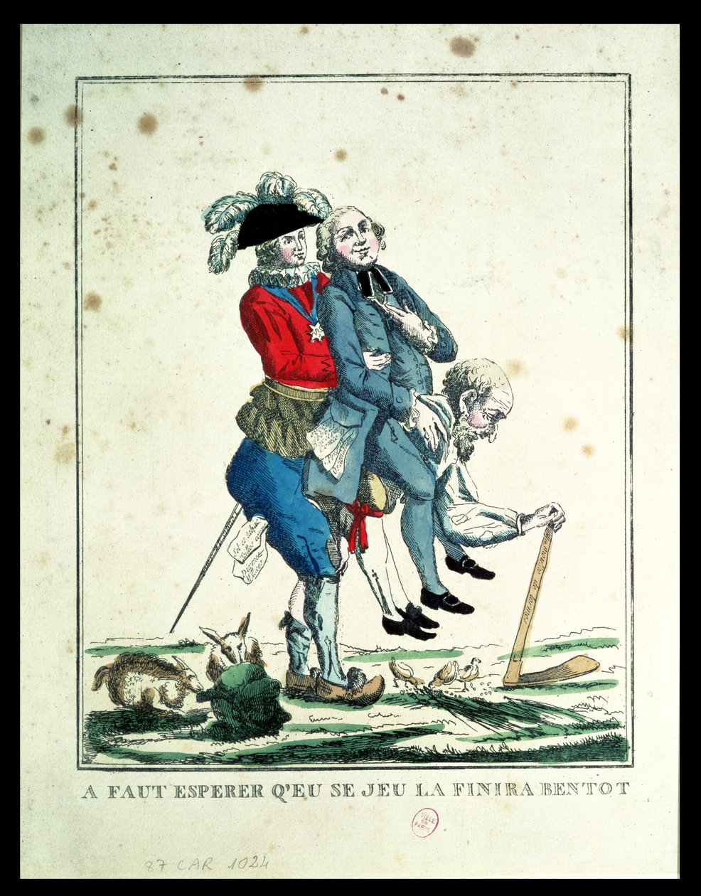 Oyun Yakında Sona Ermeli, Bir Rahip ve Bir Asilzade Taşıyan Köylü, 1789 (ayrıca bkz. 157778) by French School
