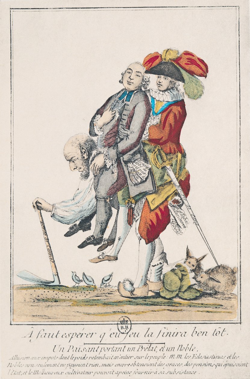 Oyun Yakında Sona Ermeli, Bir Rahip ve Bir Asilzade Taşıyan Köylü, 1789 (ayrıca bkz. 158273) by French School