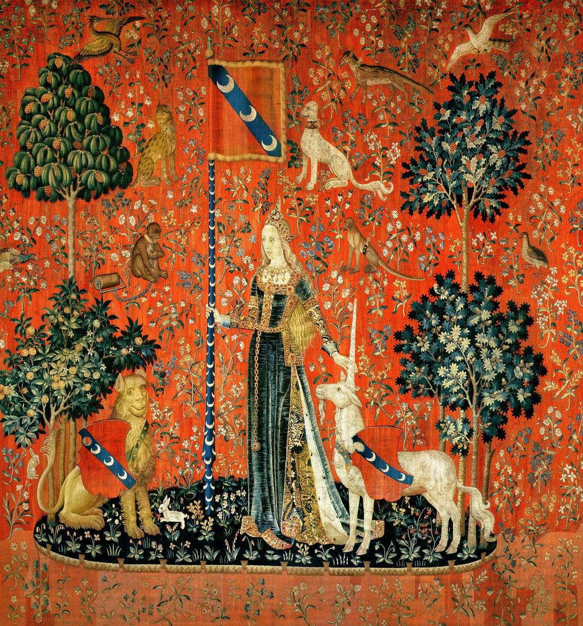 Lady ve Unicorn: Dokunma (goblen) by French School