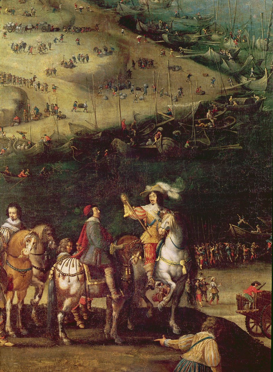 Ile de Re Kuşatmasının Kaldırılması, 8 Kasım 1627 (detay) (ayrıca bkz. 178976 ve 158116) by French School