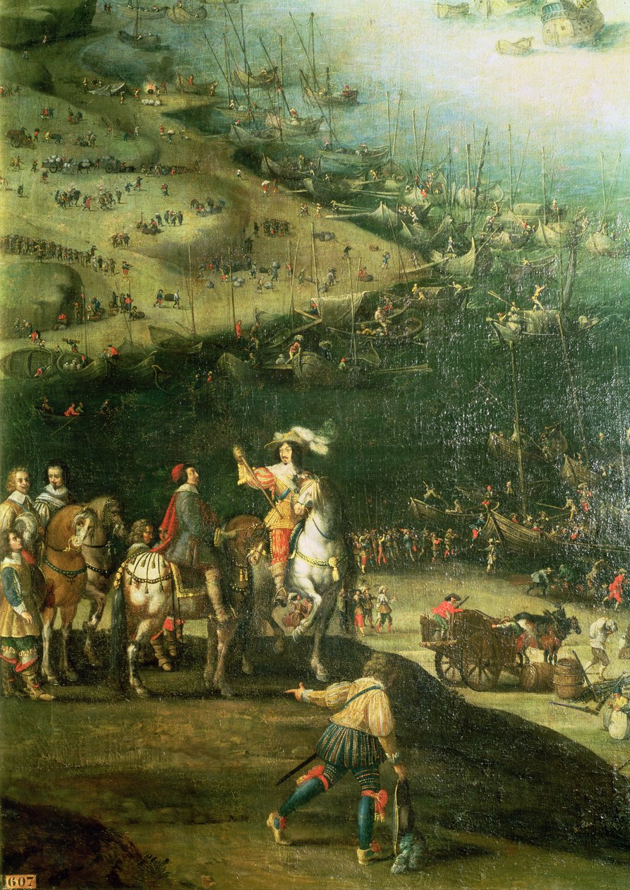 Ile de Re Kuşatmasının Kaldırılması, 8 Kasım 1627 (detay) (ayrıca bkz. 178976 ve 182427) by French School