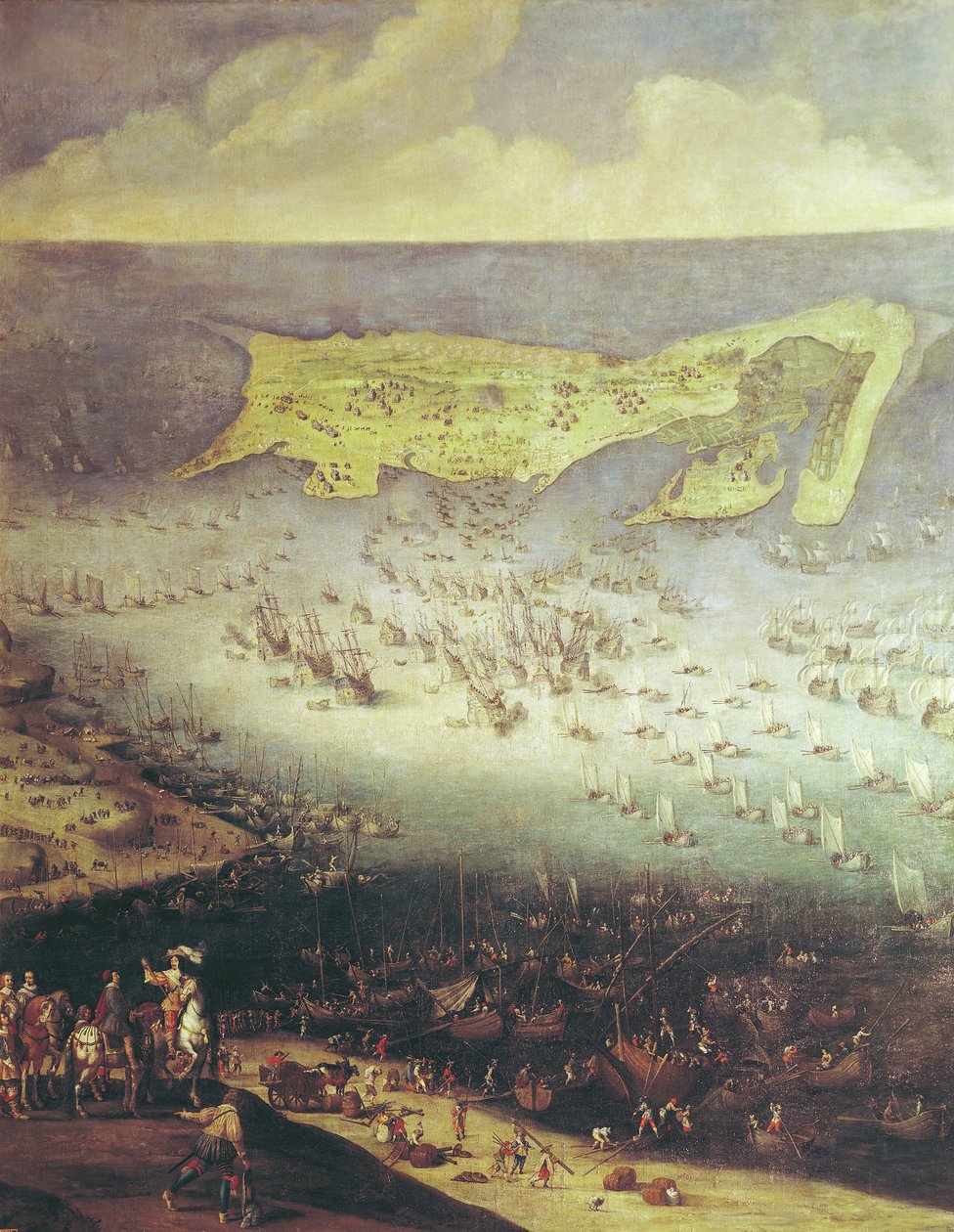 Ile de Re Kuşatmasının Kaldırılması, 8 Kasım 1627 (ayrıntılar için bkz. 158116 ve 182427) by French School