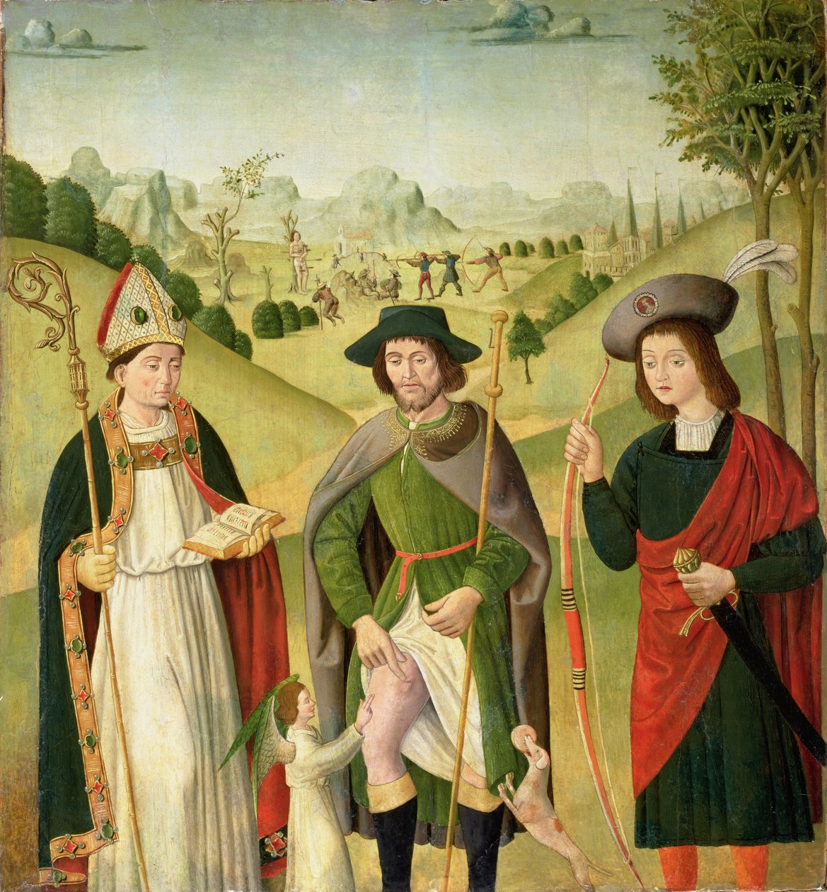 Üç Aziz: Piskopos Aziz, Aziz Roch ve Aziz Sebastian, c.1460-80 by French School