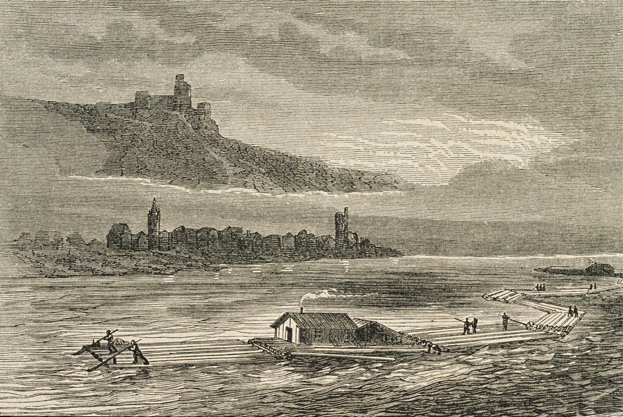 Transport on the Rhine in the 1860s  by French School
