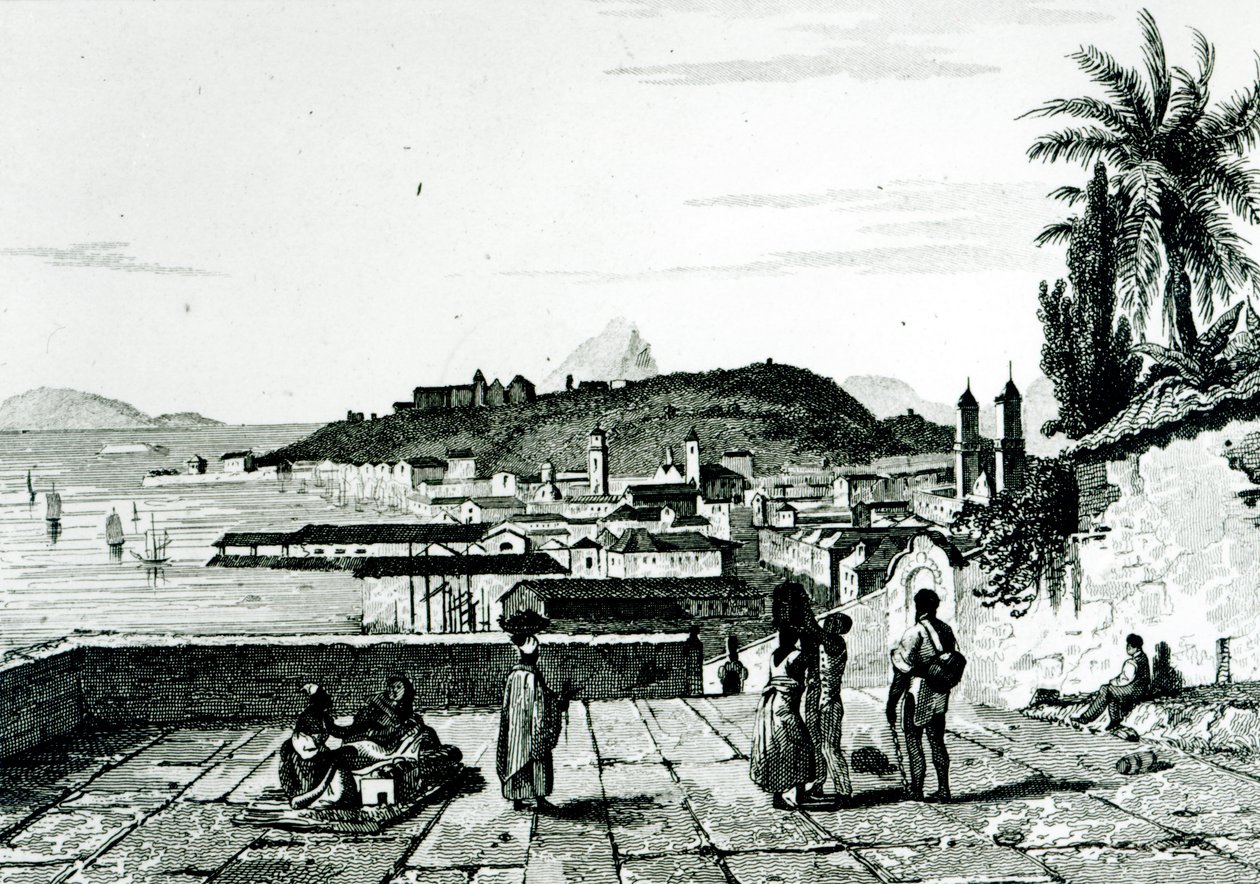 Aubert tarafından oyulmuş, Fleury tarafından çizilmiş St.Bento kilisesinden Rio de Janeiro