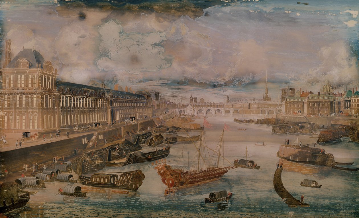 Seine, Louvre Grande Galerie ve College des Quatre Nations
