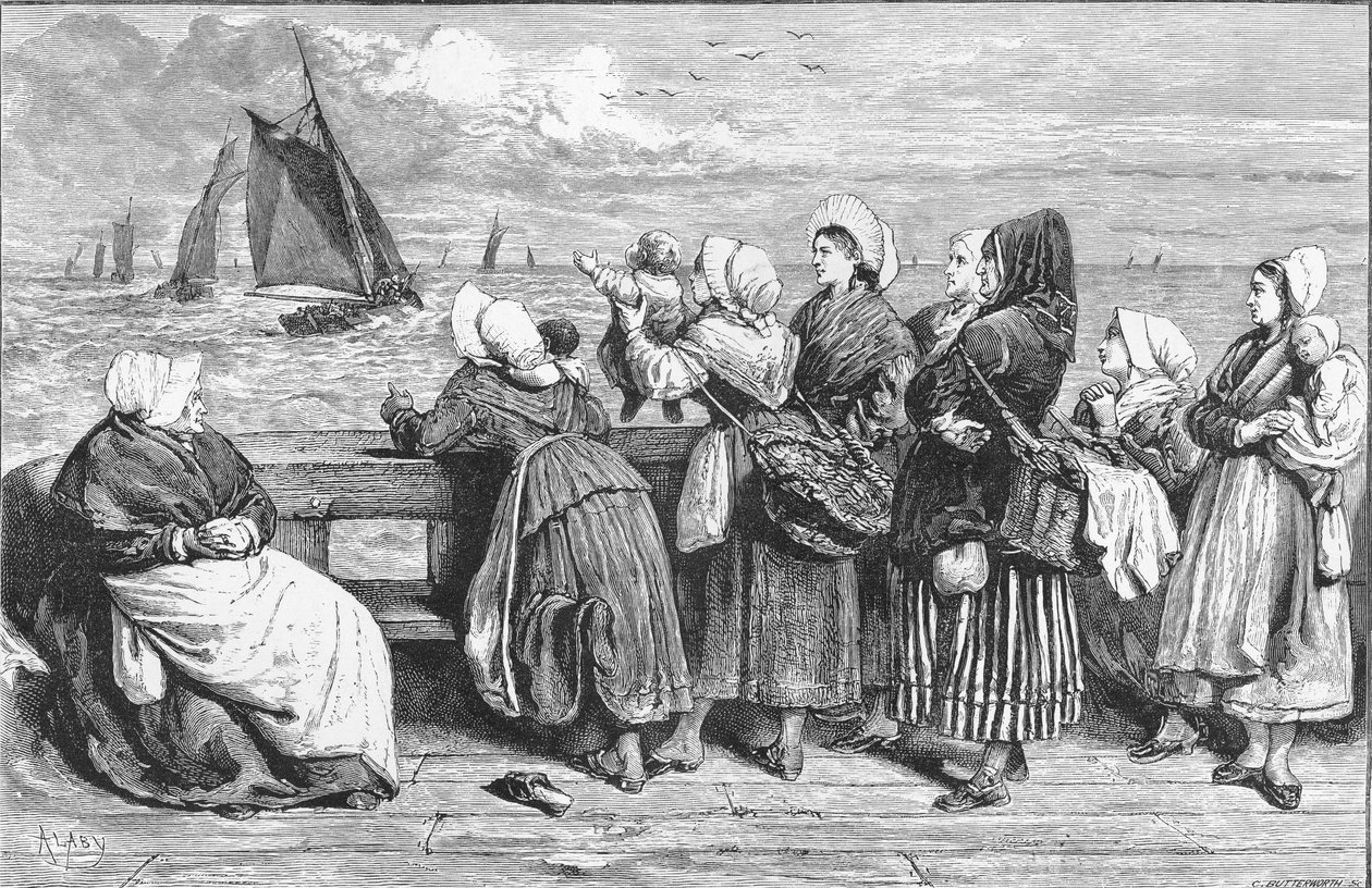 Tekneleri Beklerken, Boulogne yakınlarında çizilmiş, 