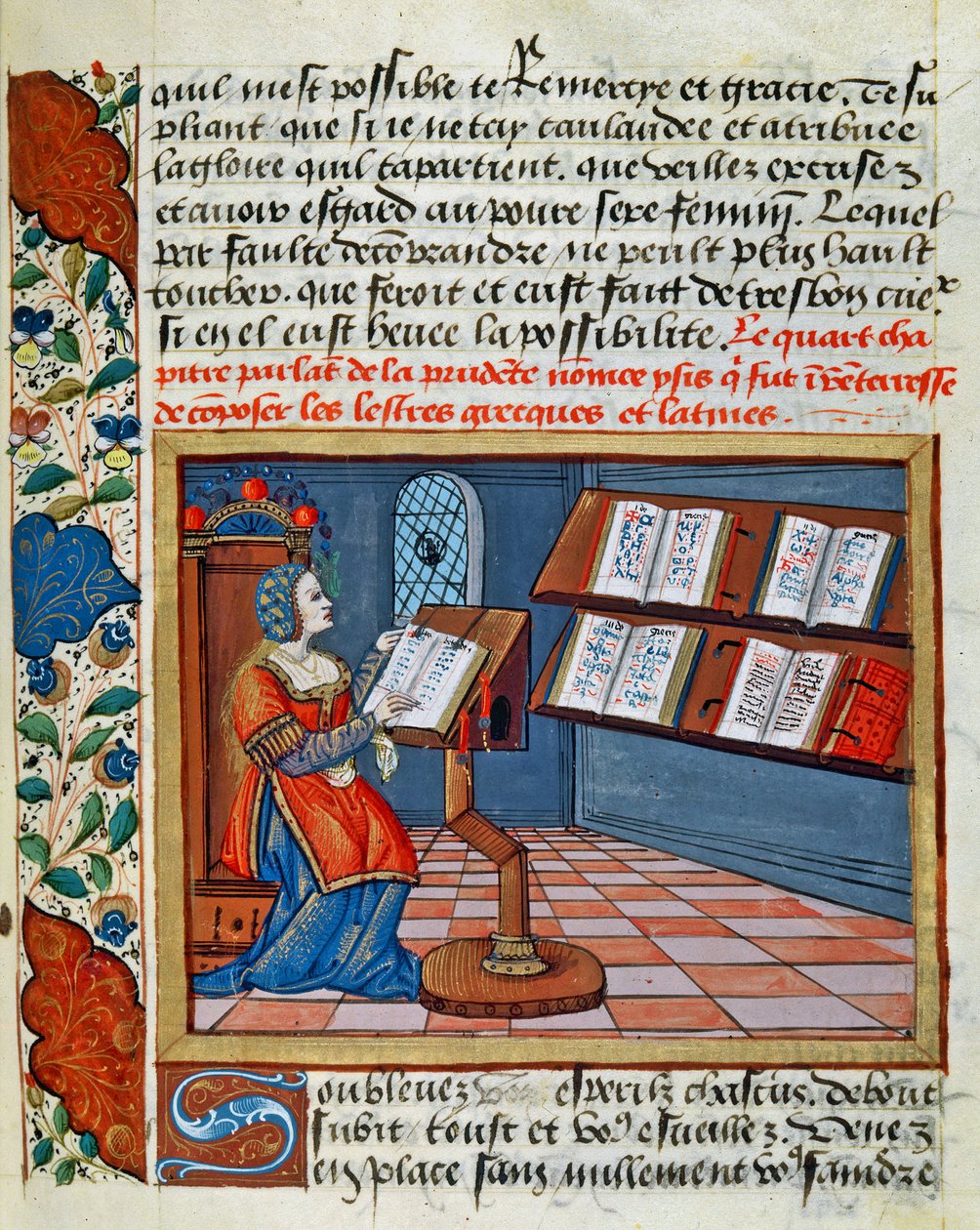 İhtiyatlı ve İhtiyatsızın Kitabını Aydınlatan Kadın, Catherine dAmboise, 1509 by French School