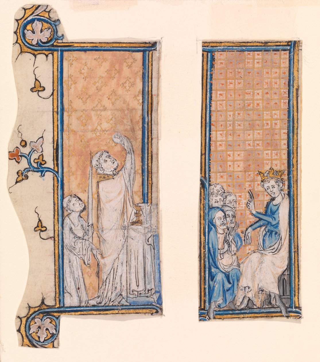 Ev Sahibi Harikası ve Enthroned King (parşömen üzerinde wc) by French School