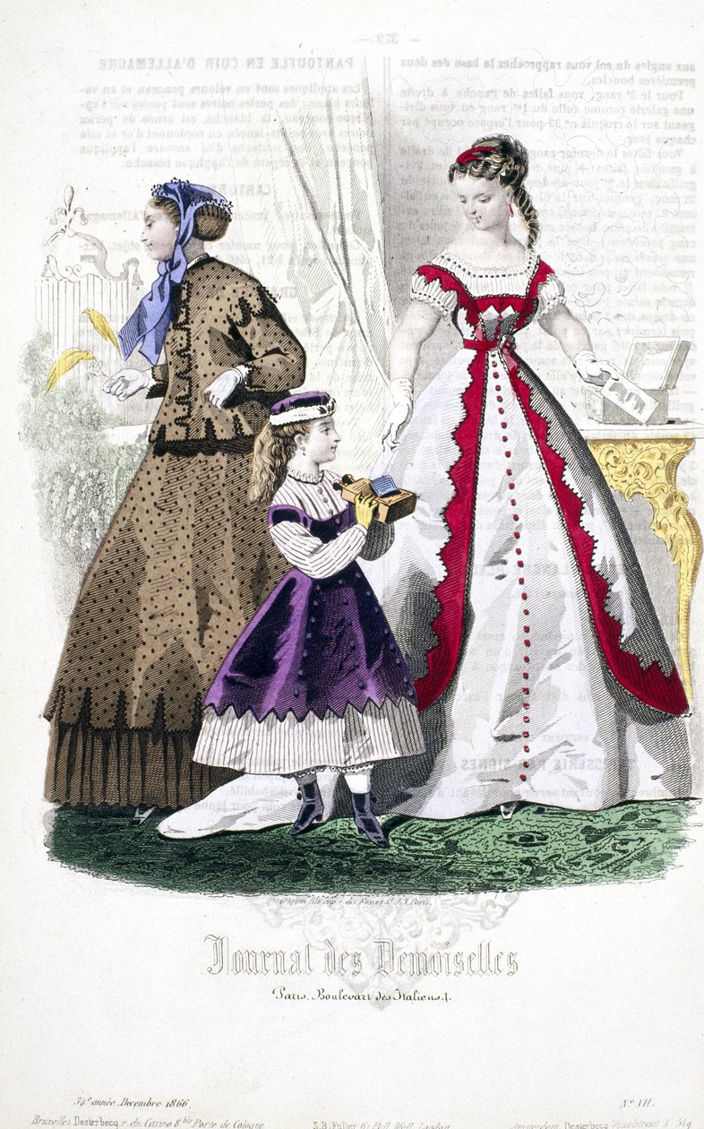 Stereofotoğrafları inceleyen genç kadınlar, Journal des Demoiselles, Aralık 1866 by French School