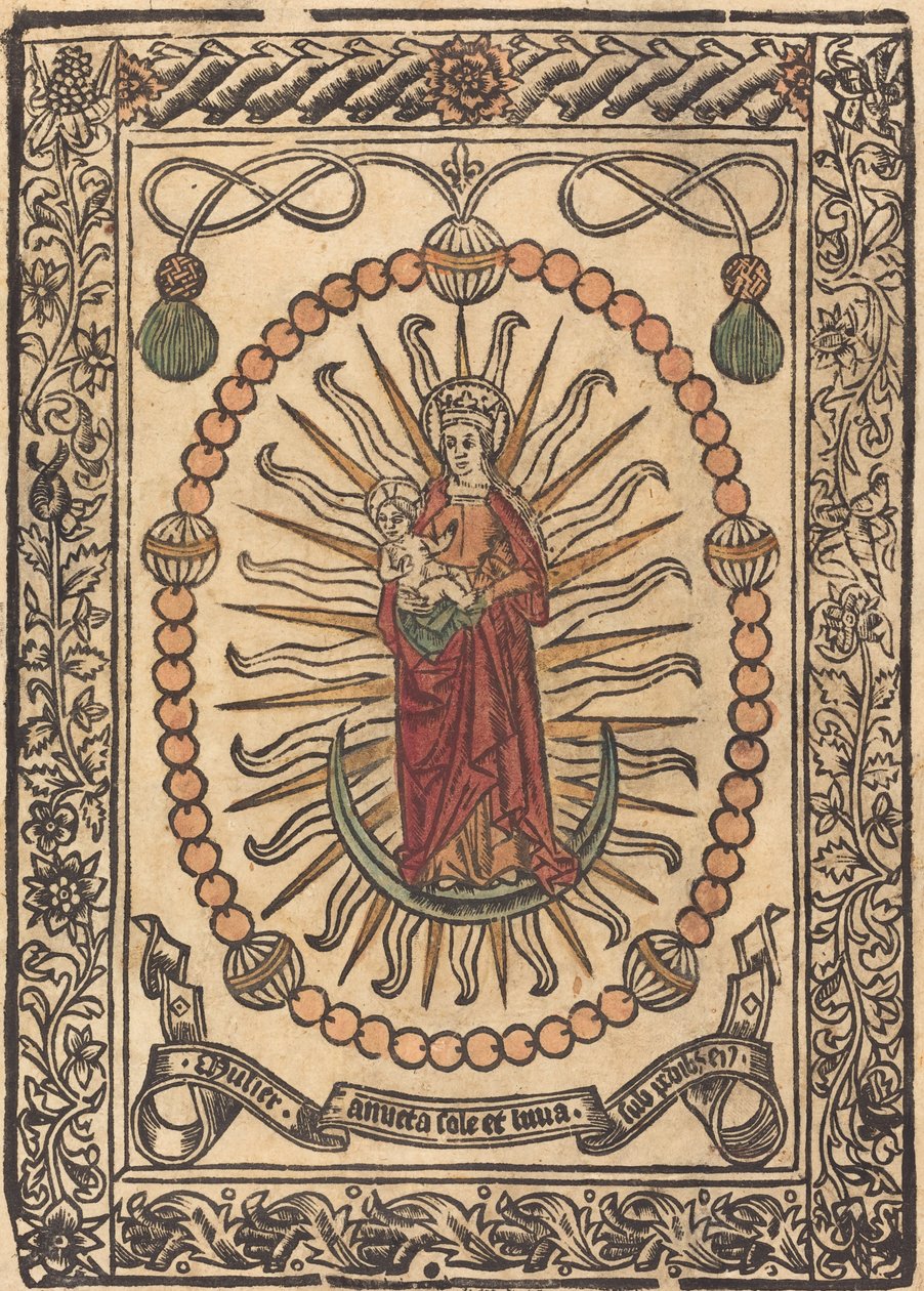 Bir Tespihte Madonna ve Çocuk by French 15th Century
