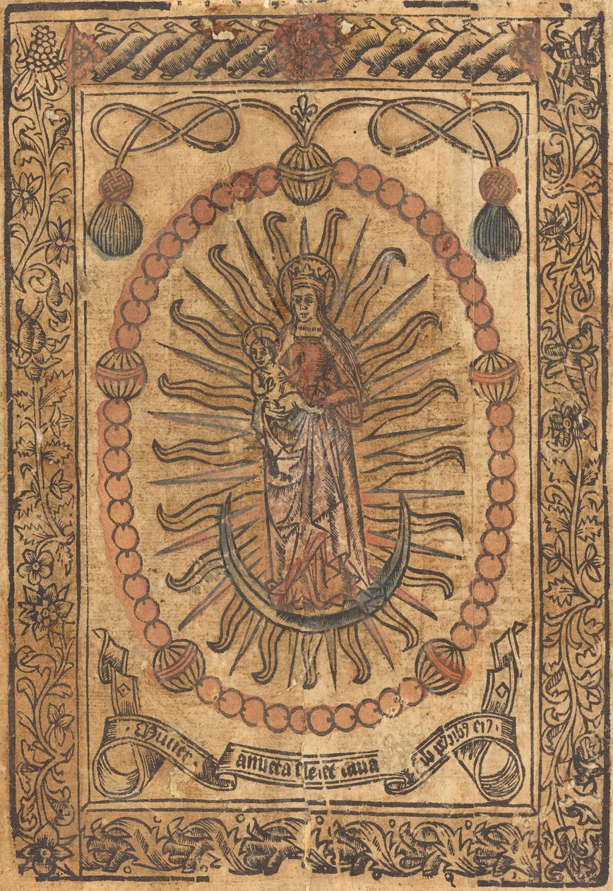 Bir Tespihte Madonna ve Çocuk by French 15th Century