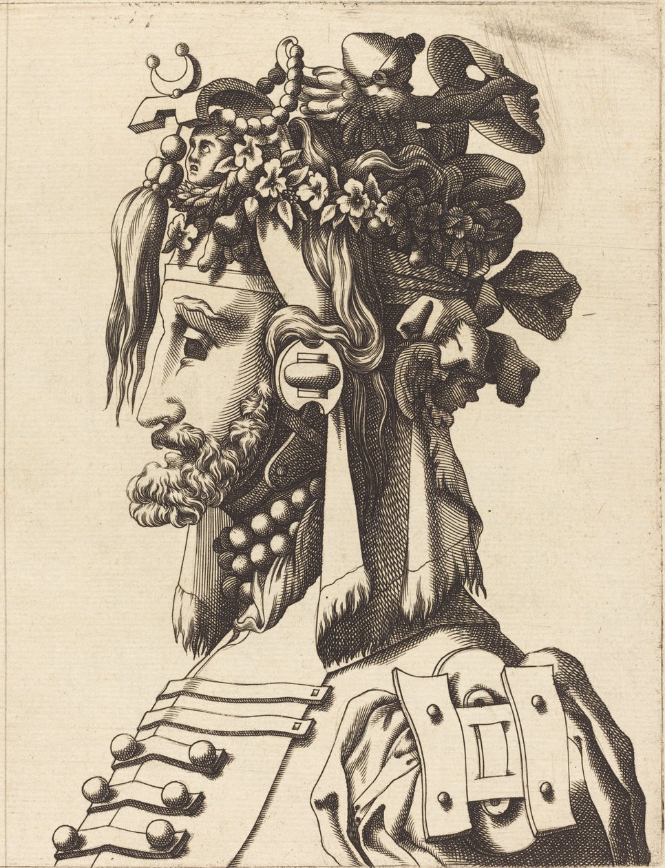 Abartılı Kostümlü Bir Adamın Büstü by French 16th Century after René Boyvin or Pierre Milan