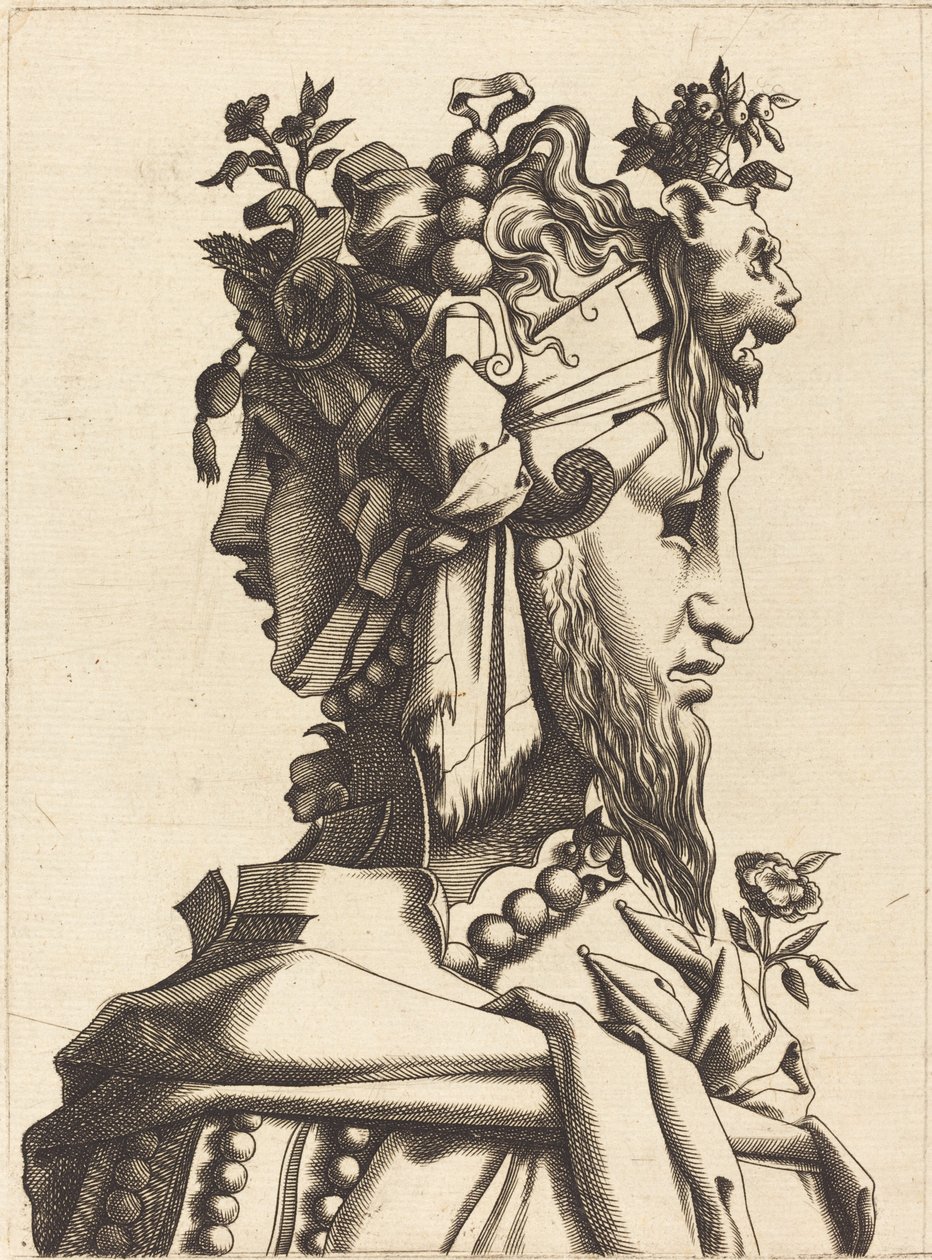 Abartılı Kostümlü Kadın Büstü by French 16th Century after René Boyvin or Pierre Milan