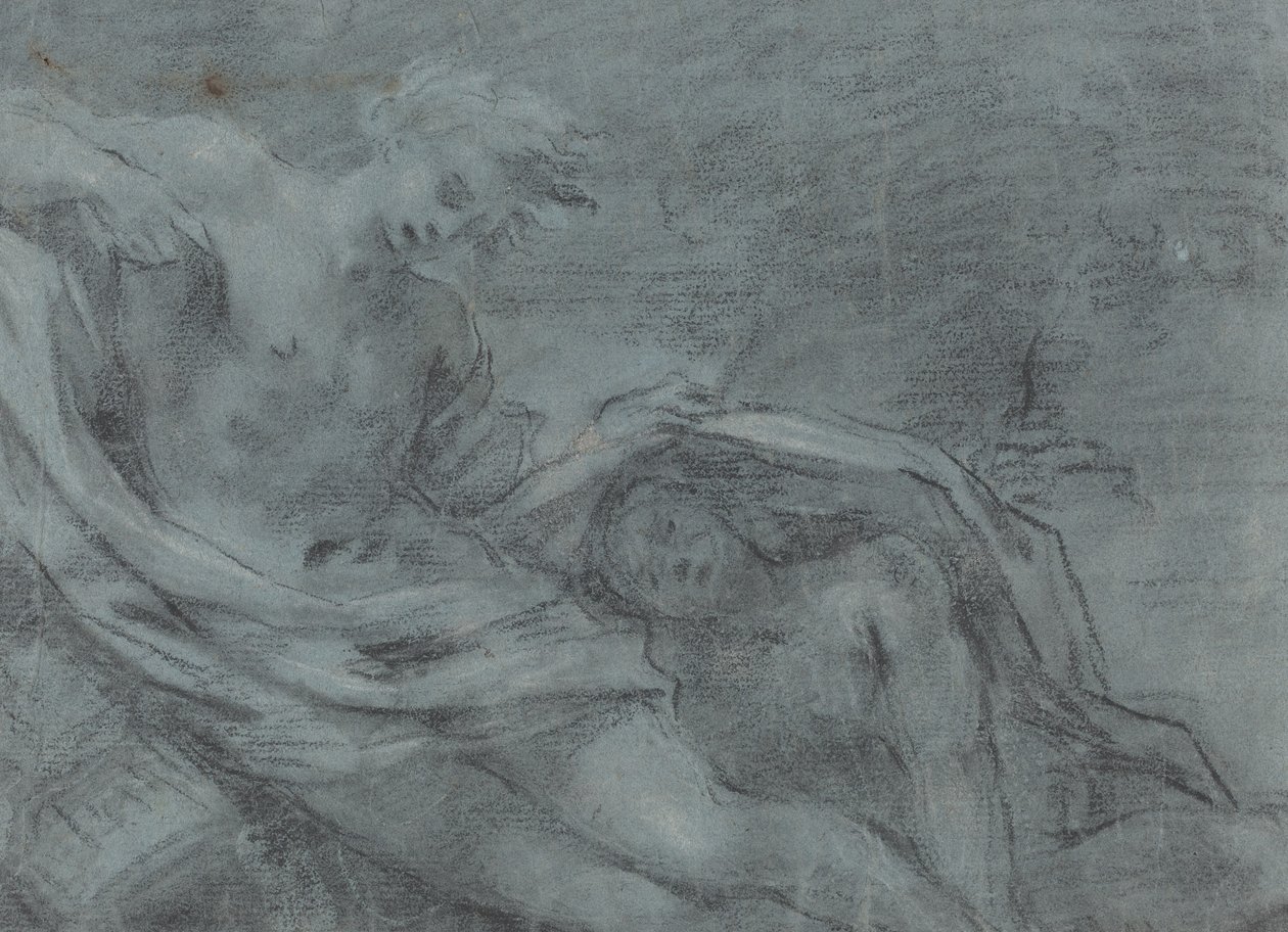 İki Yatan Figür [verso] by French 17th Century