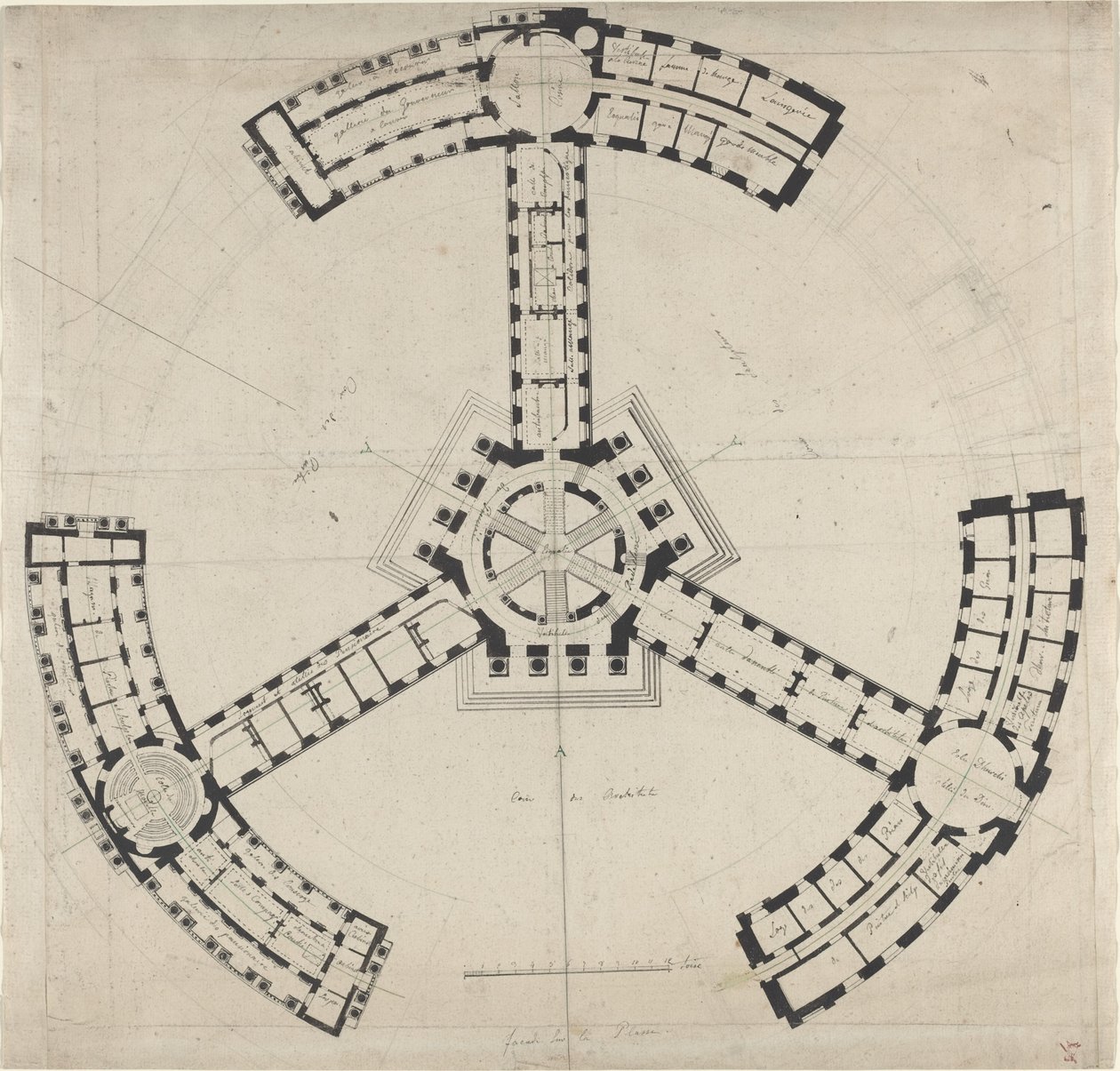 Güzel Sanatlar Akademisi Zemin Planı by French 18th Century