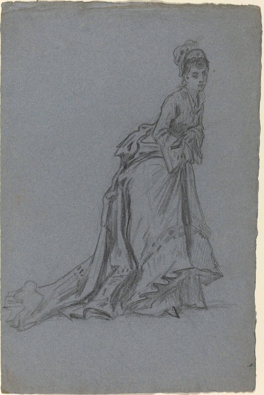 Şık genç kadın bir adım öne çıkıyor by French 19th Century