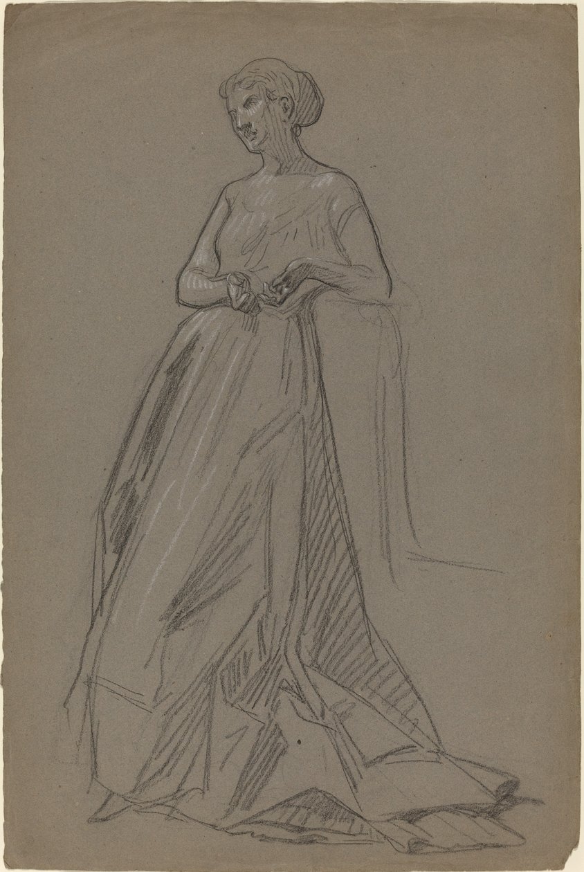 Dirseğine yaslanmış duran kadın by French 19th Century
