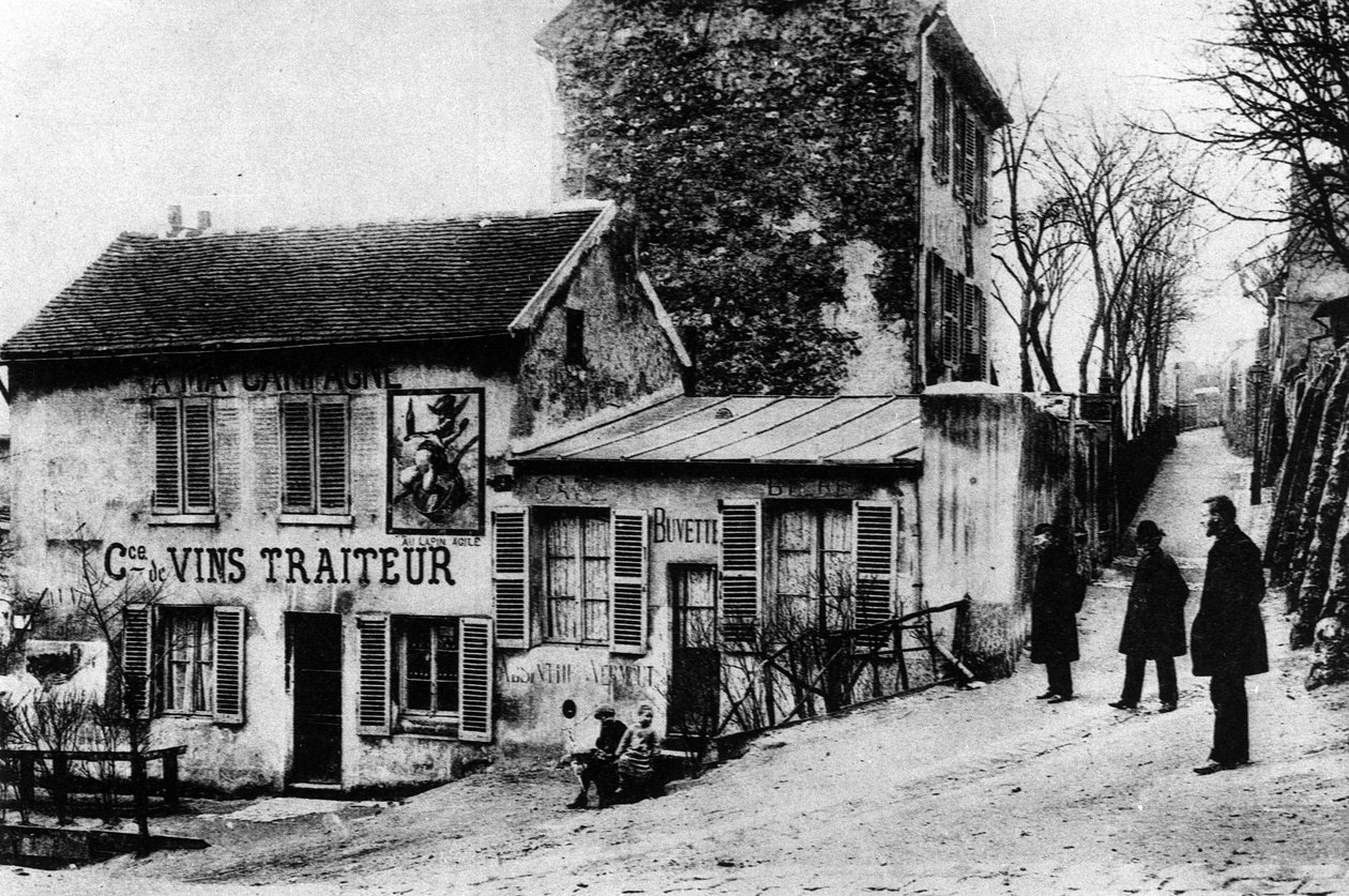 Paris: kabare des suikastçılar, kabare du Lapin Agile rue des Saules - fotoğrafçılık, 19. yüzyılın sonu veya 20. yüzyılın başı by French Photographer