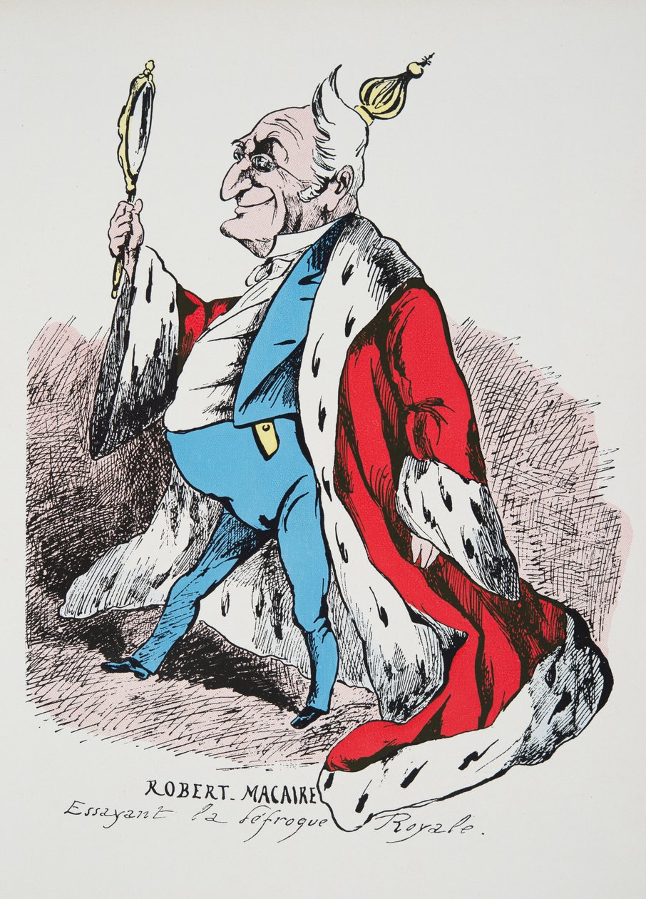 Robert Macaire - Royal Disfrock'u Denemek, Histoire de la Troisieme Republique, Vol. I, Siyasi Tarih, pub.1933 (renkli taş) by French Photographer