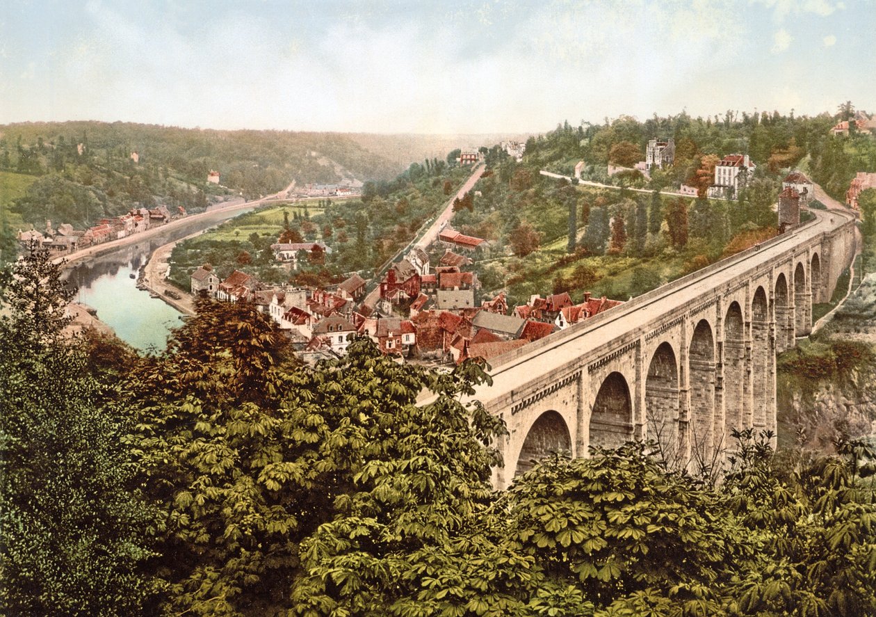 Viaduct de Lanvallay, Dinan, Fransa, 1890-1900 by French Photographer