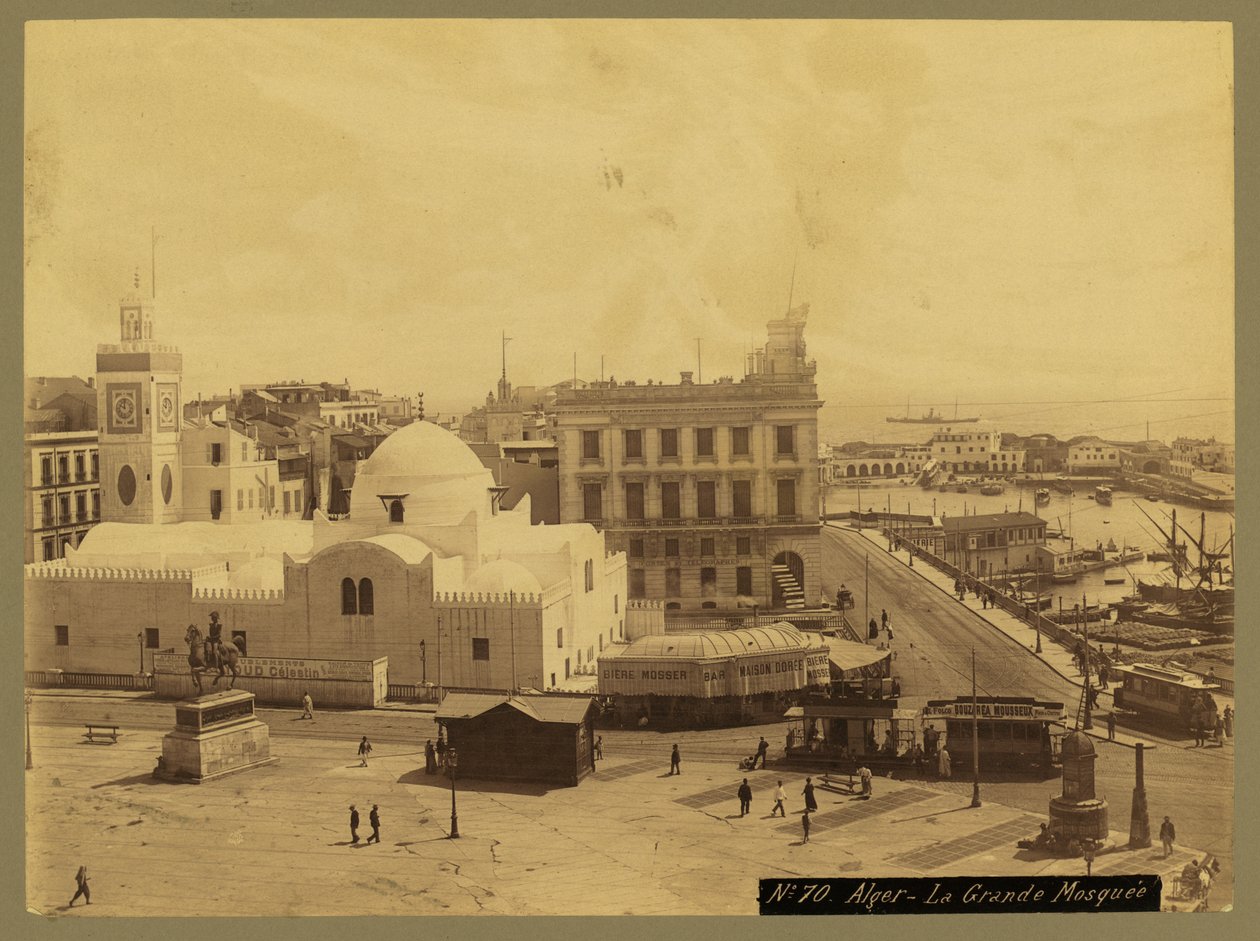 Cezayir Manzarası - La Grande Mosquee, 1860-1900 dolayları (s/b fotoğraf) by French Photographer