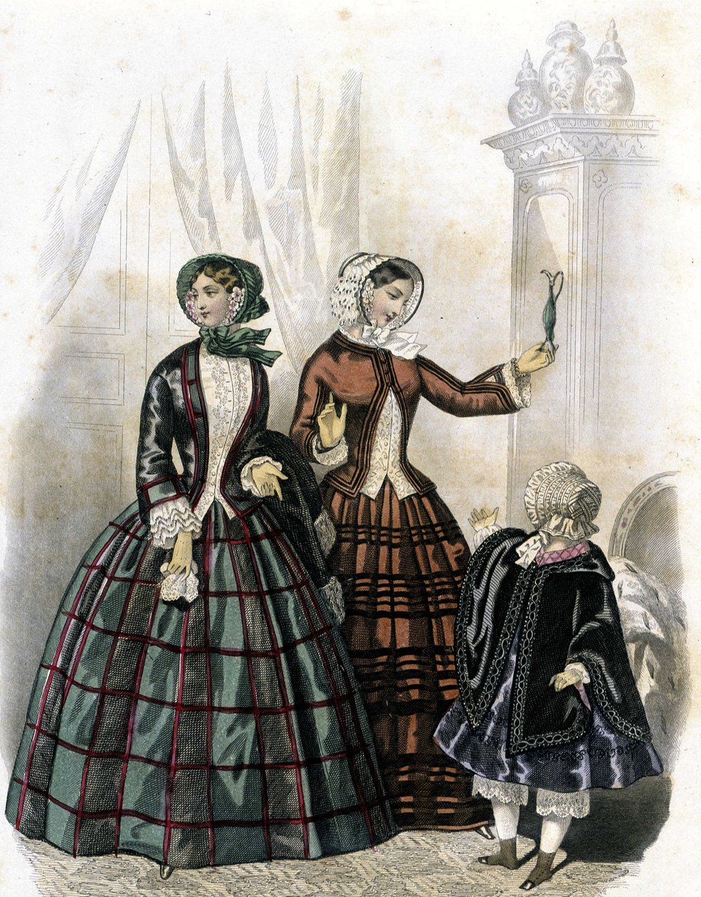Bir kızı olan 2 kadın - “Journal des Demoiselles” 1852