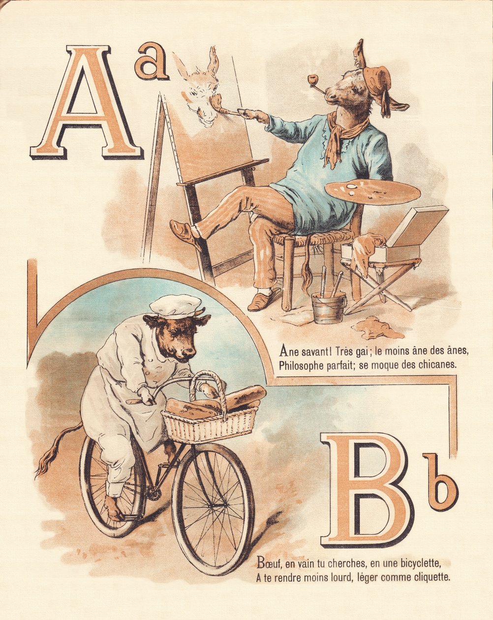 A B: Hayvan, sanatçı, sığır eti, fırıncı by French School