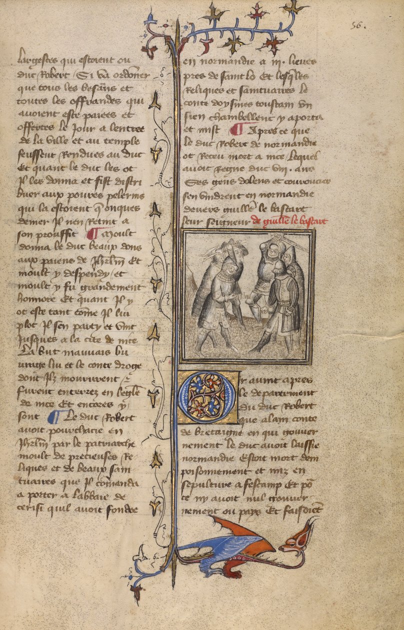 Wankelin de Ferreres ve Hugo de Montfort arasında bir Savaş, c.1400-15 (parşömen üzerine tempera ve altın varak) by French School