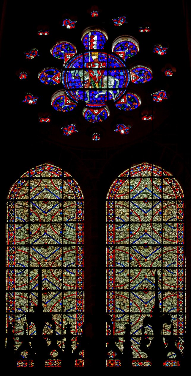 İki grisaille penceresinin üzerindeki rozette bir De Montfort şövalyesi (w108) by French School