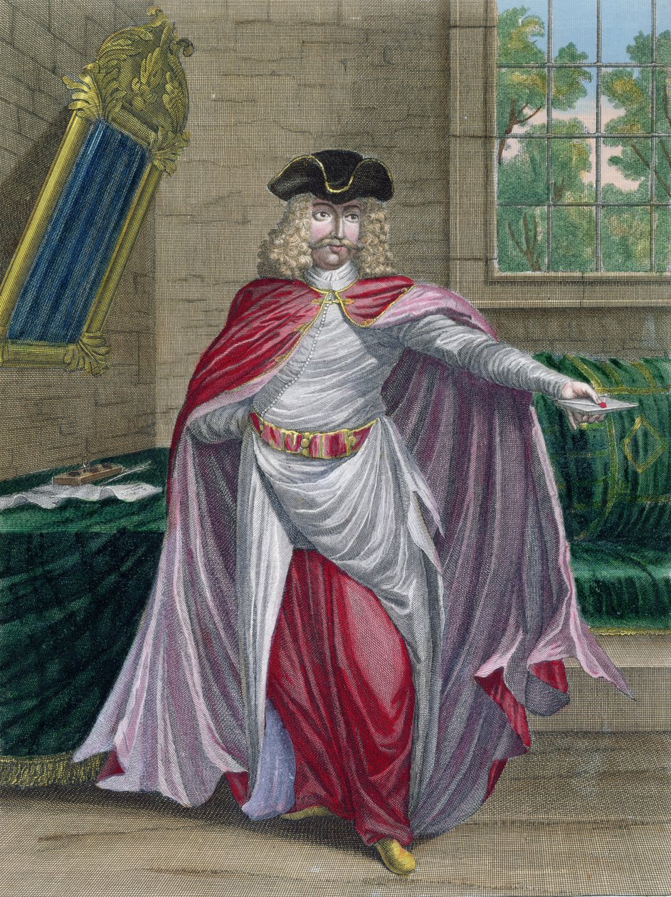 Gerard Jean Baptiste Scotin (1671-1716) tarafından oyulmuş Recueil destampes sur les Costumes du Levant'tan Türkiye'de bir Fransız Tüccar by French School