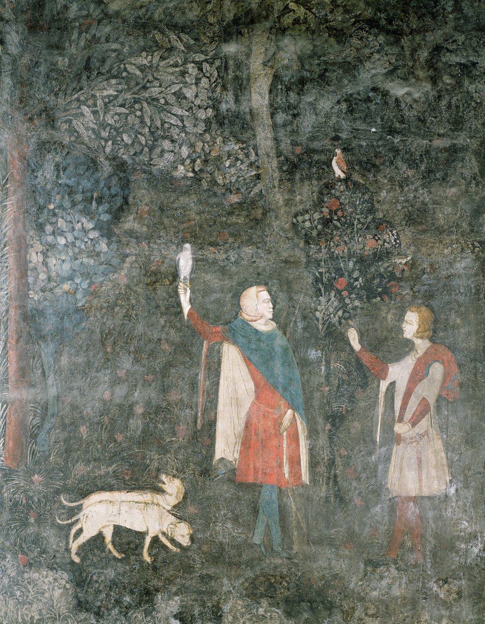 Bir Beyefendi Hawking, Geyik Odasından, 1343 by French School