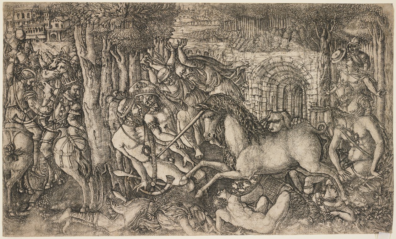 Bir Tek Boynuzlu At Tarafından Takip Edilen Kral, c.1547 by French School