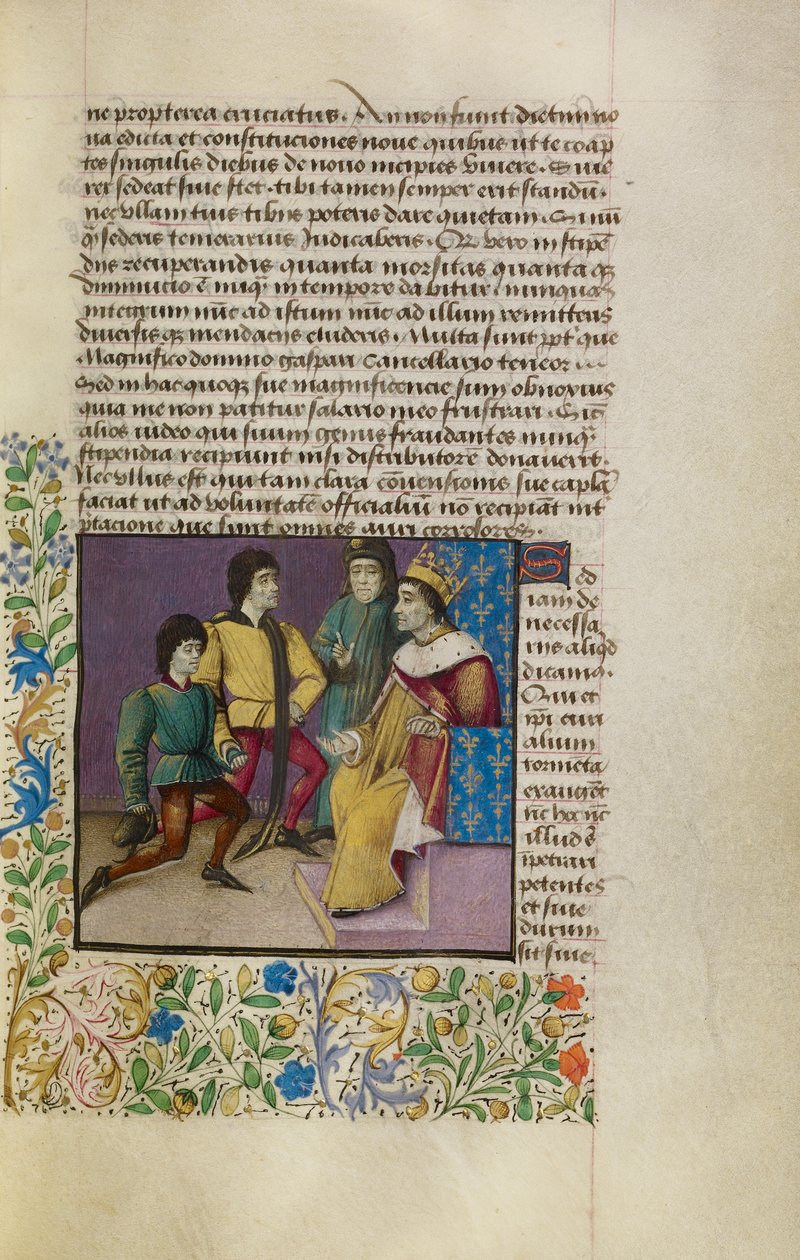 A King at Court, c.1460-70 (kızgınlık, altın varak, parşömen üzerine boya ve mürekkep) by French School