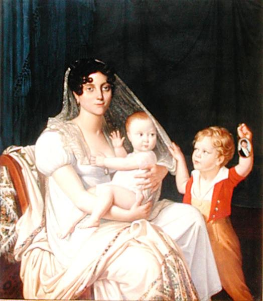 Bir Anne ve Çocukları, 1808 dolayları (tuval üzerine yağlı boya) by French School