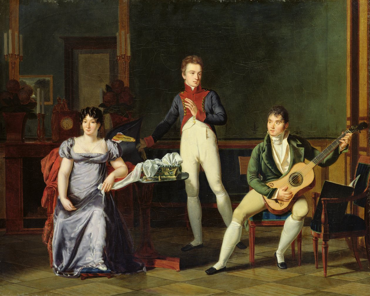 Bir Müzisyen ve Ailesi, muhtemelen Fernando Sor (1778-1839) by French School